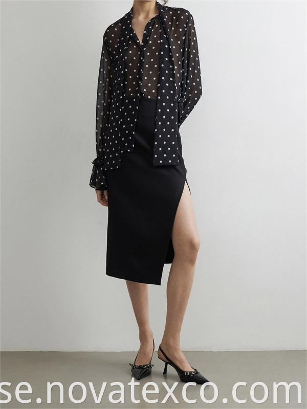 Polka Dot Strap Long Sleeved Shirt